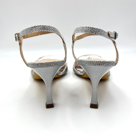 Nina Womens Size 7.5M Silver Jeweled Dress Sandals Heels Shoes - Picture 7 of 15